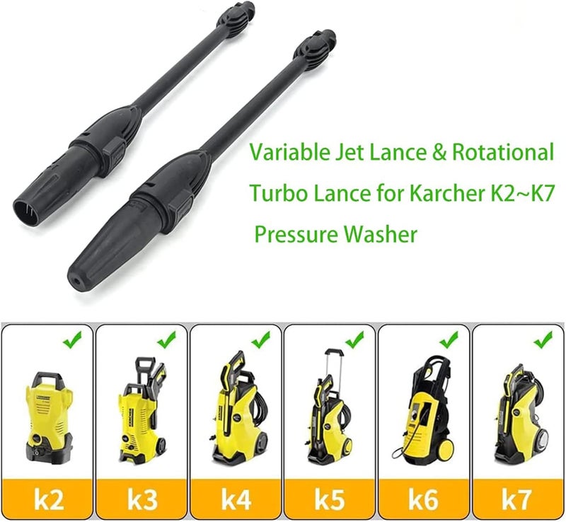 BEAR FORCE High Pressure Water Jet Wand and Rotating Wand, Pressure Washer Replacement Spray Gun Wand Nozzle, Compatible for Karcher K1, K2, K3, K4, K5, K6, K7 Power Washers…（C. Jet Wand & Turbo Wand - Image 2